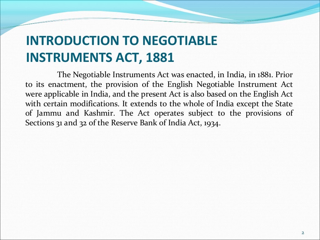 Negotiable instruments act, 1881 22