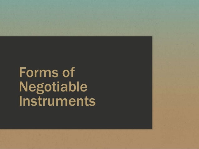 Negotiable Instruments Law