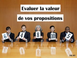 Evaluer la valeur
de vos propositions
18/41
 