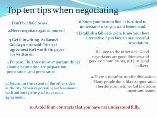 Negotiating strategies and techniques