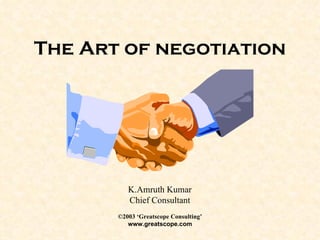 The Art of negotiation K.Amruth Kumar Chief Consultant 