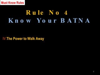 Rule No 4 Know Your BATNA The Power to Walk Away Must Know Rules