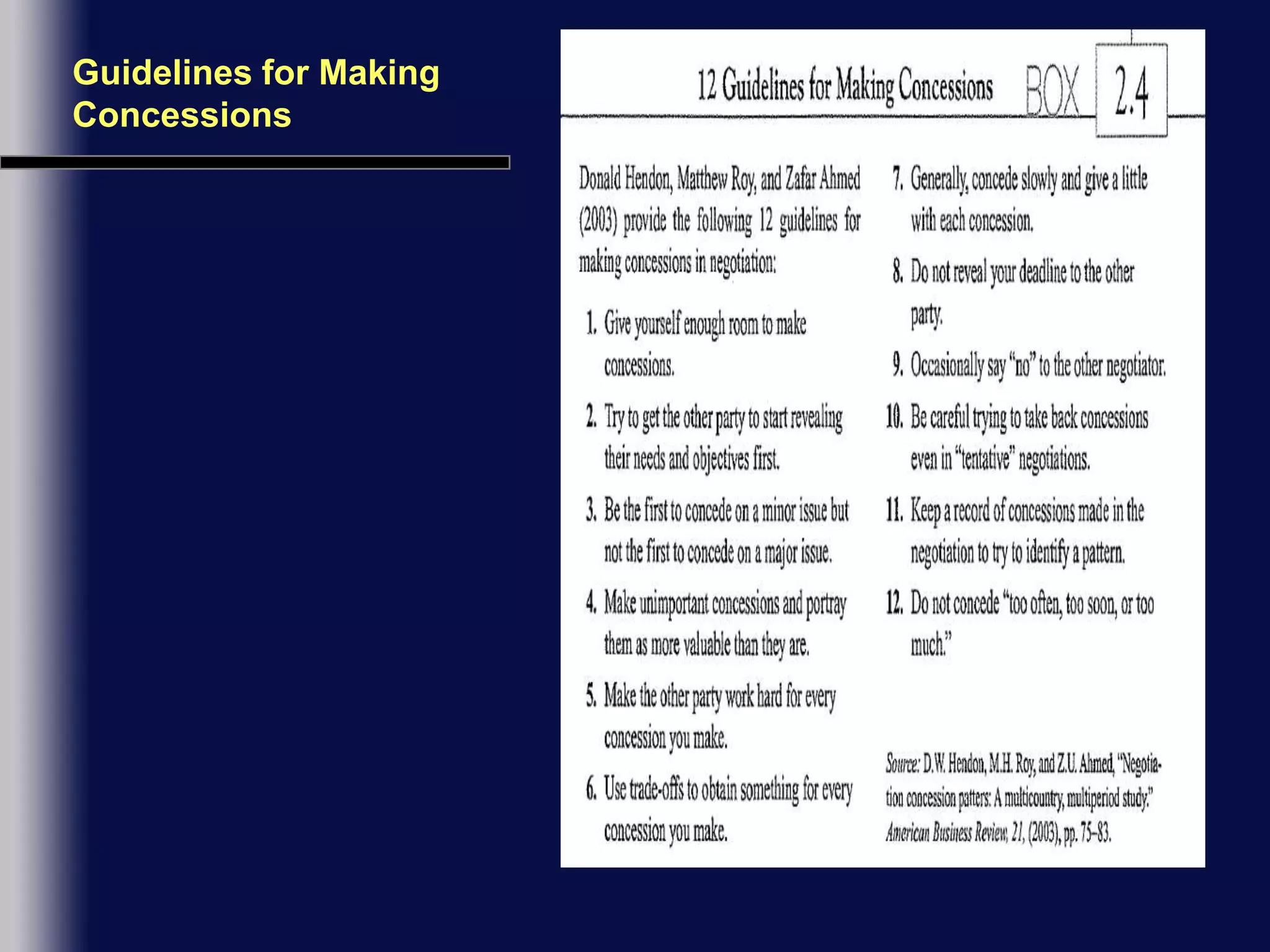 Guidelines for Making Concessions