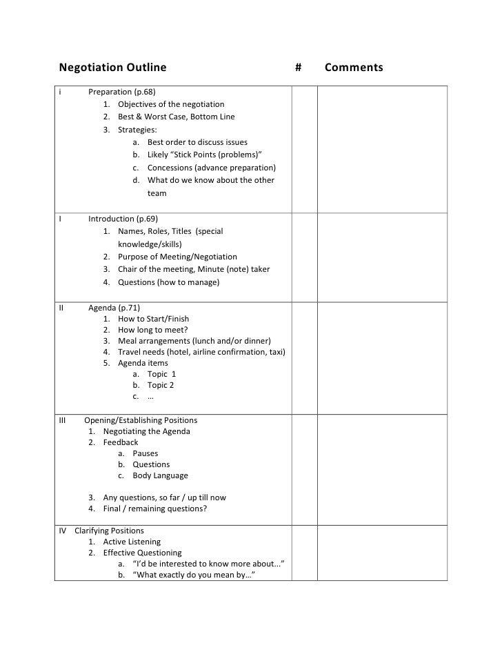 negotiation plan template