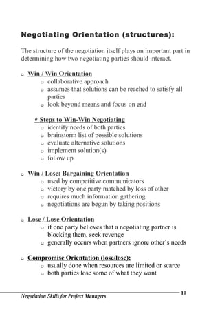 Negotiation Skills For Project Managers | DOC