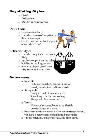 Negotiation Skills For Project Managers | DOC