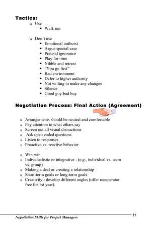 Negotiation Skills For Project Managers | DOC