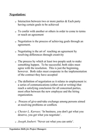 Negotiation Skills For Project Managers | DOC