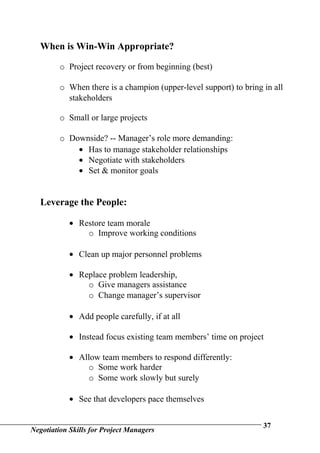 Negotiation Skills For Project Managers | DOC