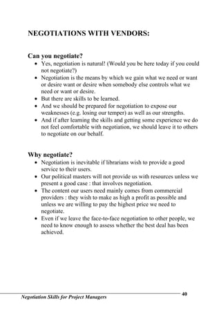 Negotiation Skills For Project Managers | DOC