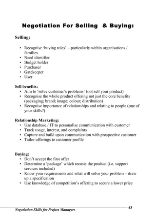 Negotiation Skills For Project Managers | DOC