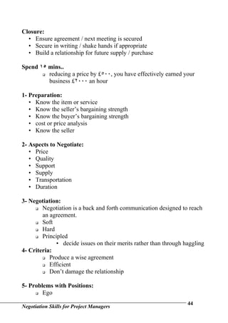 Negotiation Skills For Project Managers | DOC