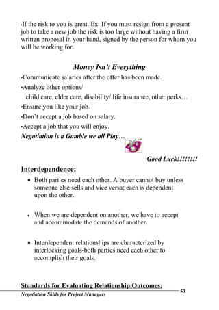 Negotiation Skills For Project Managers | DOC