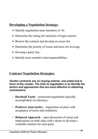 Negotiation Skills For Project Managers | DOC