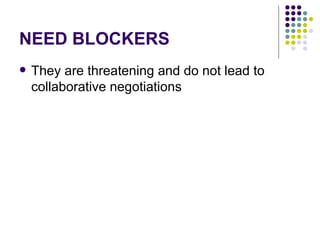 NEED BLOCKERS  They are threatening and do not lead to collaborative negotiations  