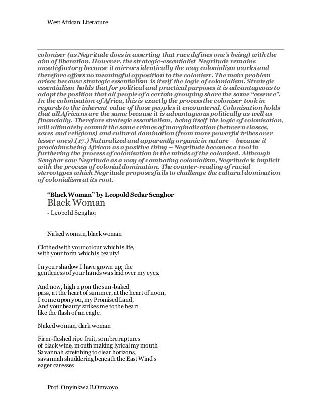 Negritude Poetry The Concept Of Negritude In Leopold Senghor