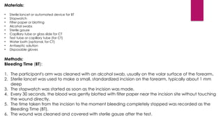 Bleeding Time Study A case study for bleeding Time and Clotting time | PPTX