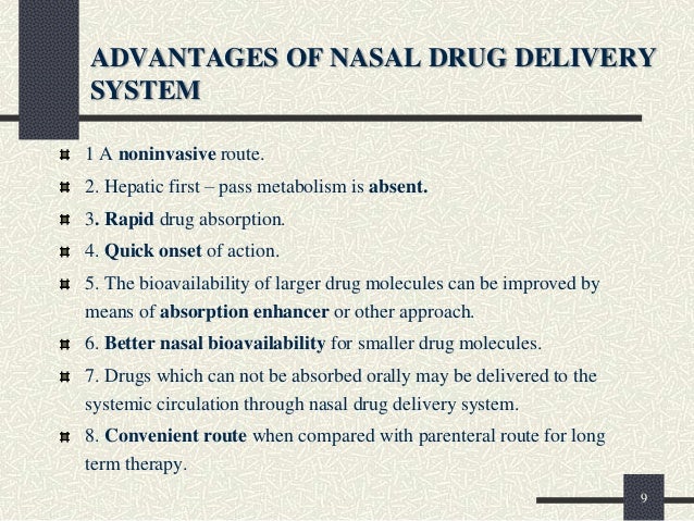 nasal drug delivery system - Advantages Of Nasal Drug Delivery System