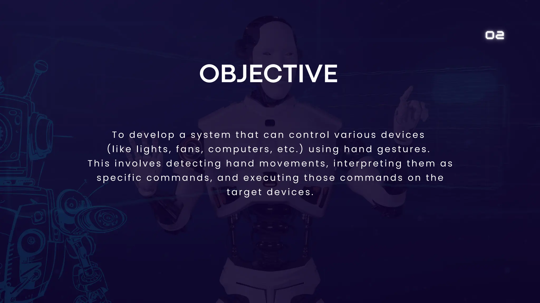 arduino based hand gesture object controlling | PPT image.