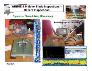 WINDIE & 9 Meter Blade Inspections –
Recent Inspections
Olympus - Phased Array Ultrasonics
Full length scan capability
Curvature Inspection
Challenge
 