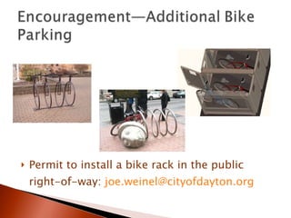Permit to install a bike rack in the public right-of-way:  [email_address]   