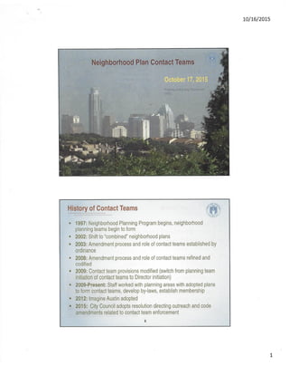 Neighborhood plan contact teams