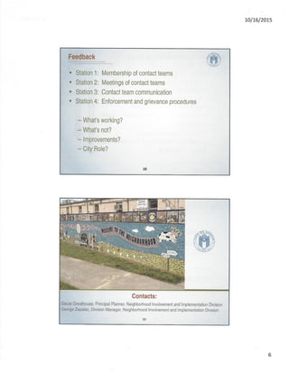 Neighborhood plan contact teams