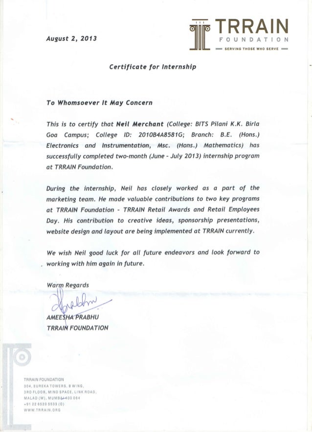 internship completion certificate format