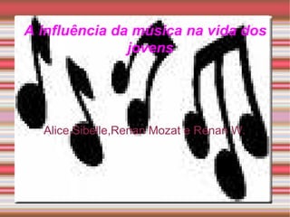 A influência da música na vida dos jovens Alice,Sibelle,Renan Mozat e Renan W. 