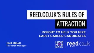 REED.CO.UK’S RULES OF
ATTRACTION
INSIGHT TO HELP YOU HIRE
EARLY CAREER CANDIDATES
Neil Millett
Research Manager
 