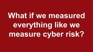 What if we measured
everything like we
measure cyber risk?
 