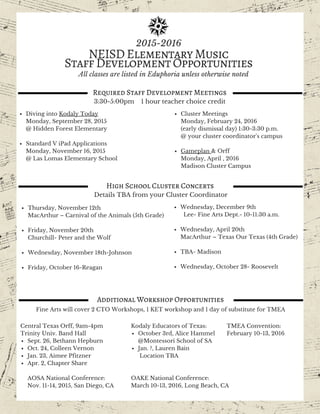 NEISD Elementary Music Staff Development 2015-2016 | PDF