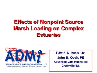 Effects of Nonpoint Source
Marsh Loading on Complex
         Estuaries


               Edwin A. Roehl, Jr.
                John B. Cook, PE
              Advanced Data Mining Intl
                   Greenville, SC
 