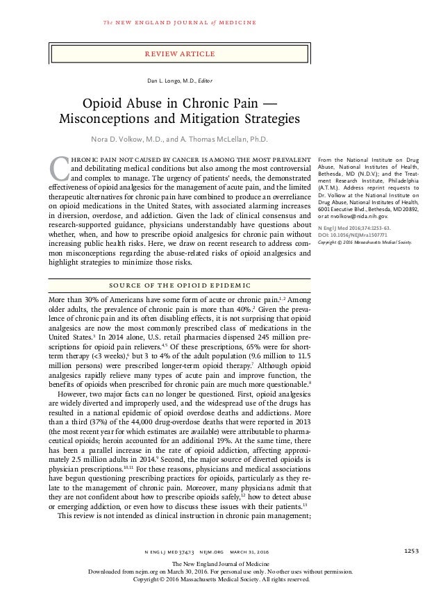 Opioid Abuse in Chronic Pain