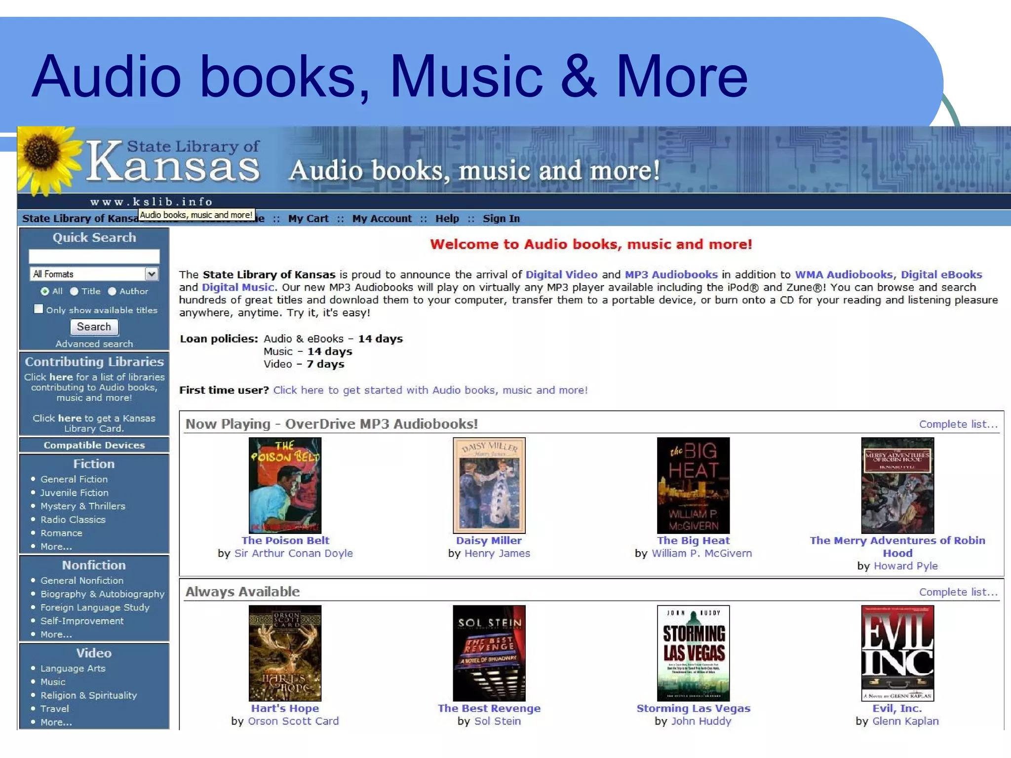 Audio books, Music & More 