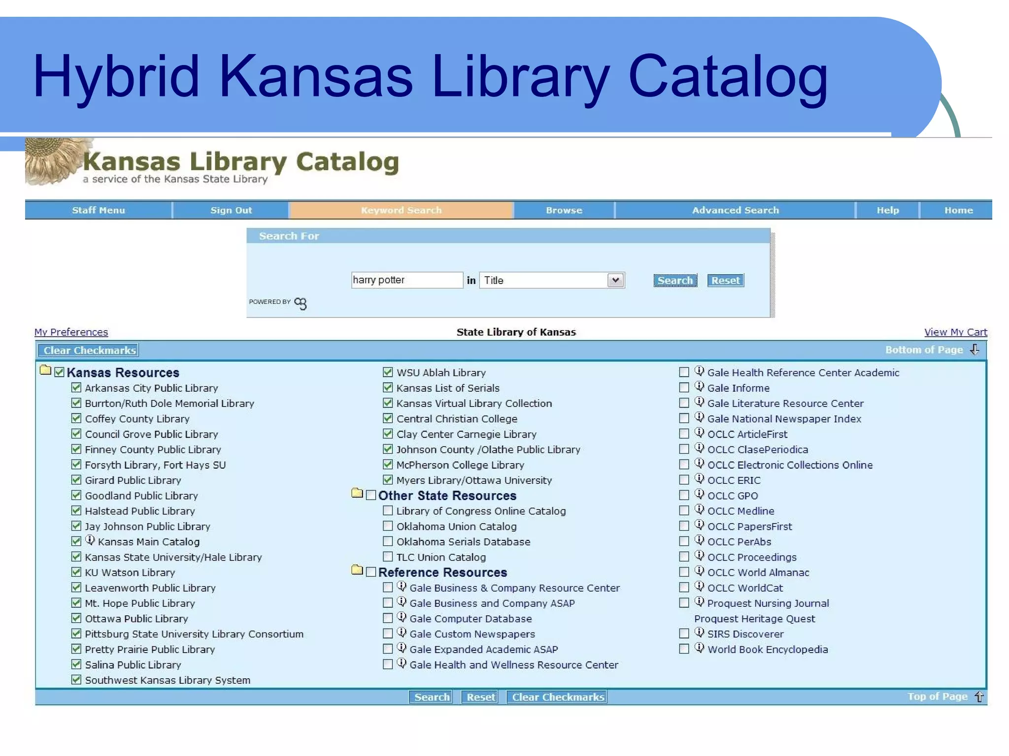 Hybrid Kansas Library Catalog 