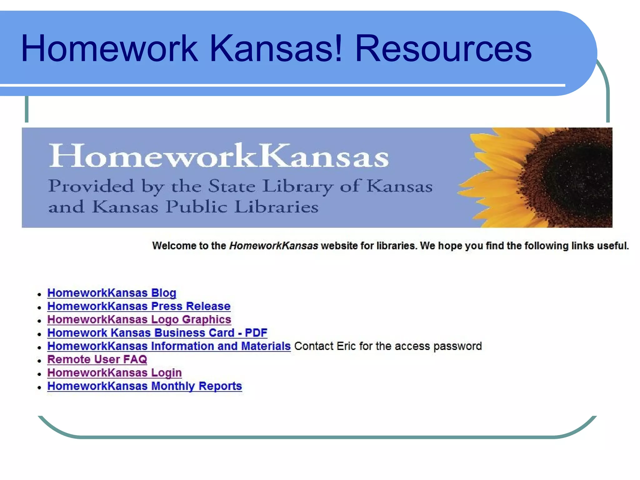 Homework Kansas! Resources 