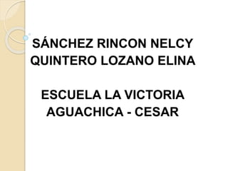 SÁNCHEZ RINCON NELCY 
QUINTERO LOZANO ELINA 
ESCUELA LA VICTORIA 
AGUACHICA - CESAR 
 