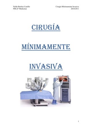 Nelda Benítez Castillo        Cirugía Mínimamente Invasiva
PIR (6º Medicina)                              2010/2011




                         CIRUGÍA

           MÍNIMAMENTE

                     INVASIVA




                                                        1
 