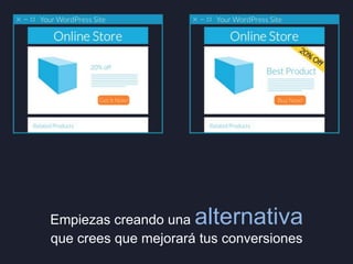 alternativa

Empiezas creando una
que crees que mejorará tus conversiones

 