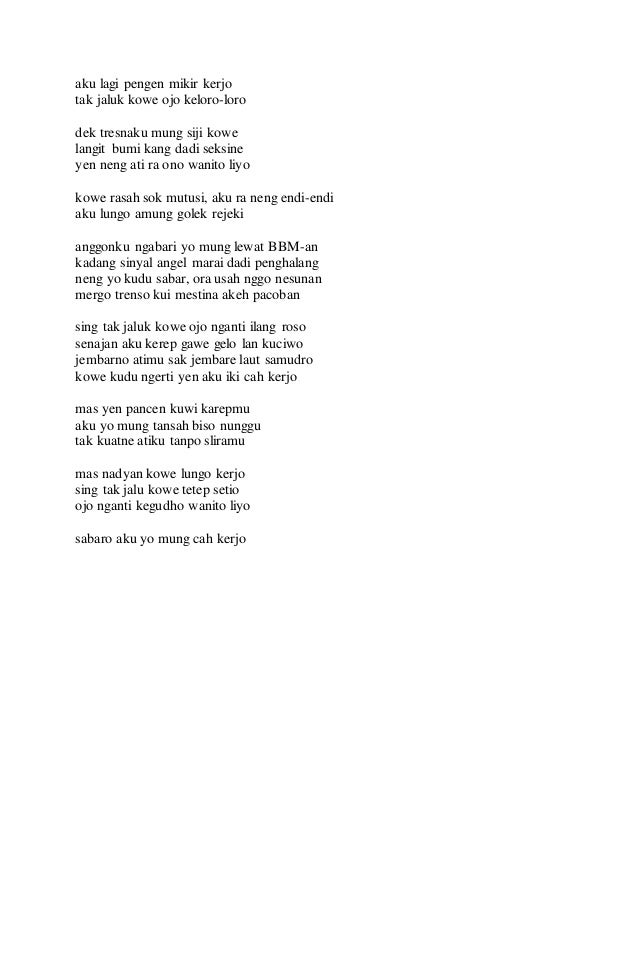 Lirik Lagu Sing Kuciwo