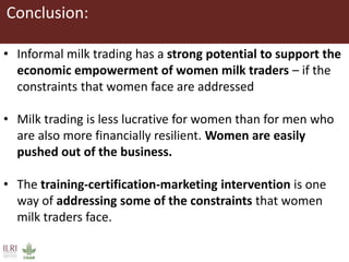 Gendered barriers and opportunities among milk traders in the informal sector in peri-urban Nairobi