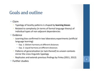 ;"$%.)$*-)"7'%&*/)
•  @*+$7&
•  j=53*39=&30&*3(+*$6=&5+]".%2&$2&2?+5",&A=&,&/%'*'-0=*/(&(&
•  Z"*+6",&63&(375*"g$6=&U$%&6".72&30&03.7+*&*+%9)+9"&6?"3.=V&30&
$%,$#$,)+*&6=5"2&30&%3%;+,Q+("%6&,"5"%,"%($"2&&

•  C#$,"%("&
•  8"+.%$%9&A$+2&(3%c.7",&$%&6i3&*+A3.+63.=&"g5".$7"%62&U+.:c($+*&
*+%9)+9"&*"+.%$%9V&
•  Cg5N&HS&D$A$*+%6&?+.73%=&+6&,$w"."%6&,$26+%("2&
•  Cg5N&KS&8$u)$,&?+.73%=&+6&,$w"."%6&,$26+%("2&

•  R+]".%2&30&9"%".+*$_+:3%&U3.&*+(P&6?"."30V&63&)%2""%&(3%6"g62&
7$..3.&6?"&(.322;*$%9)$2:(&6=53*39=&
•  Z"5*$(+6"2&+%,&"g6"%,2&5."#$3)2&c%,$%92&A=&l$%*"=&UKLHHJ&KLHKV&

•  l).6?".&26),$"2&

I&

 