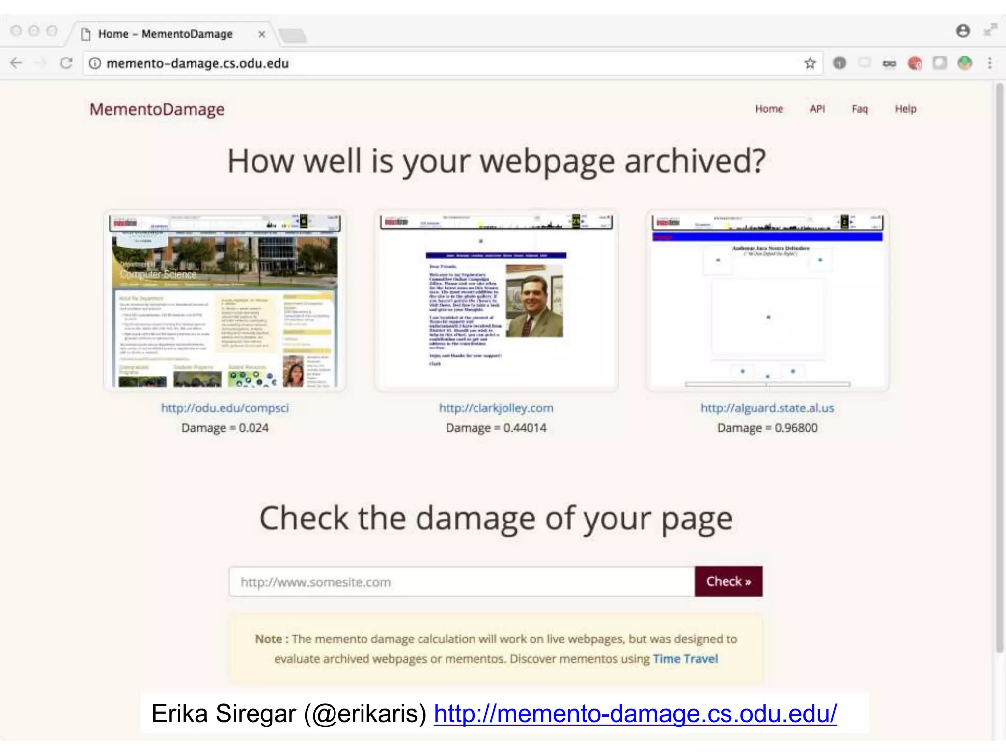 Erika Siregar (@erikaris) http://memento-damage.cs.odu.edu/