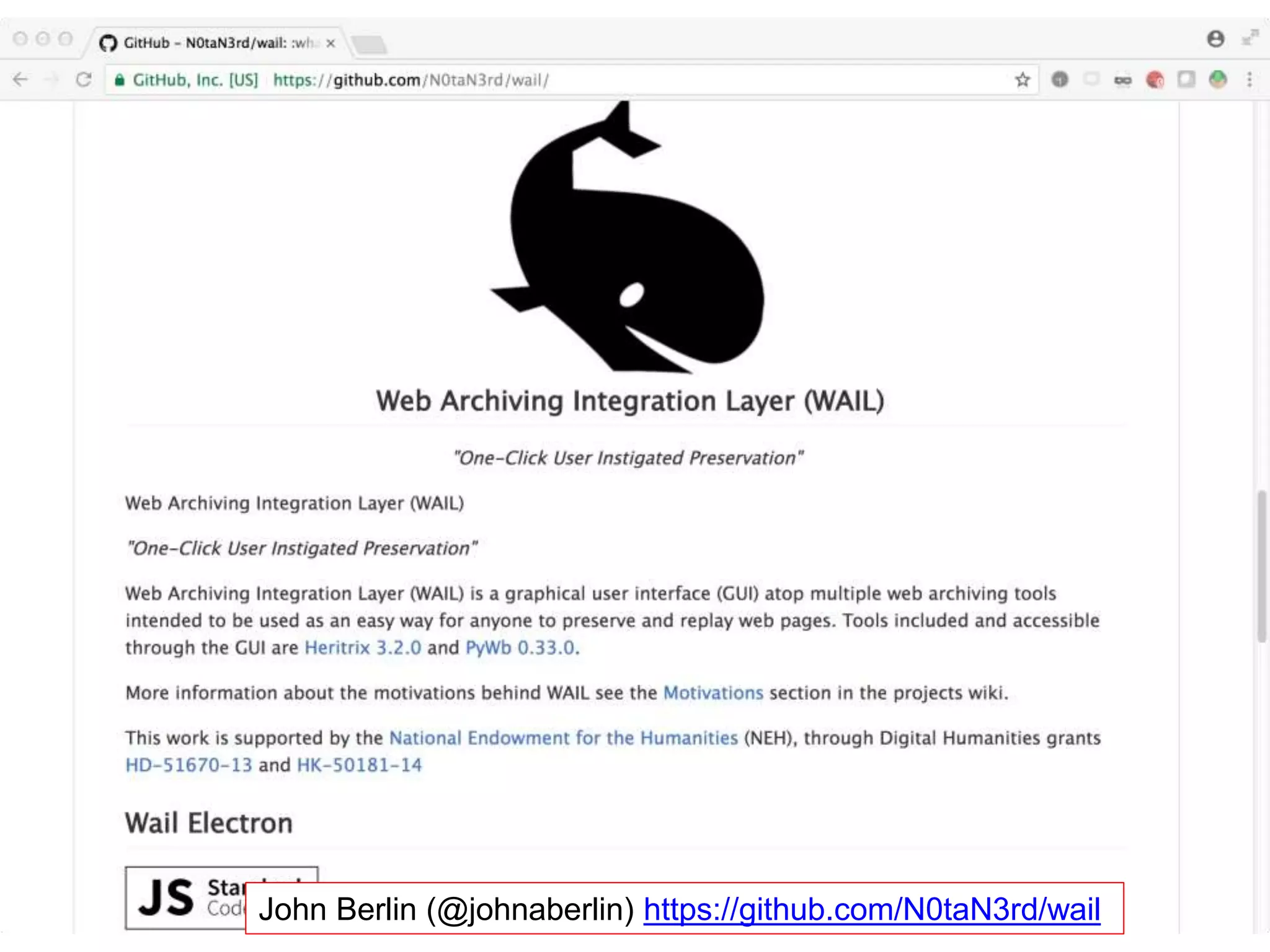 John Berlin (@johnaberlin) https://github.com/N0taN3rd/wail