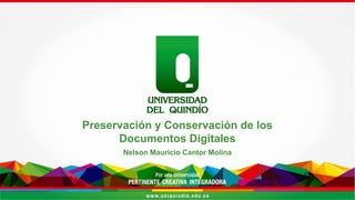 Preservación y Conservación de los
Documentos Digitales
Nelson Mauricio Cantor Molina
 