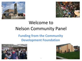 Welcome to
Nelson Community Panel
Funding from the Community
Development Foundation

1

 