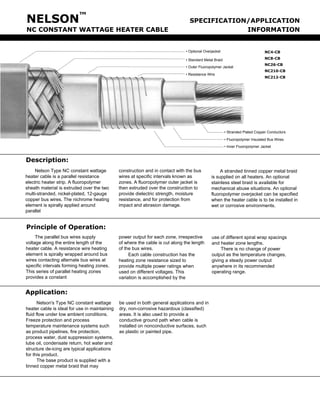 Nelson NC Heat Tracing Cable - Spec Sheet | PDF