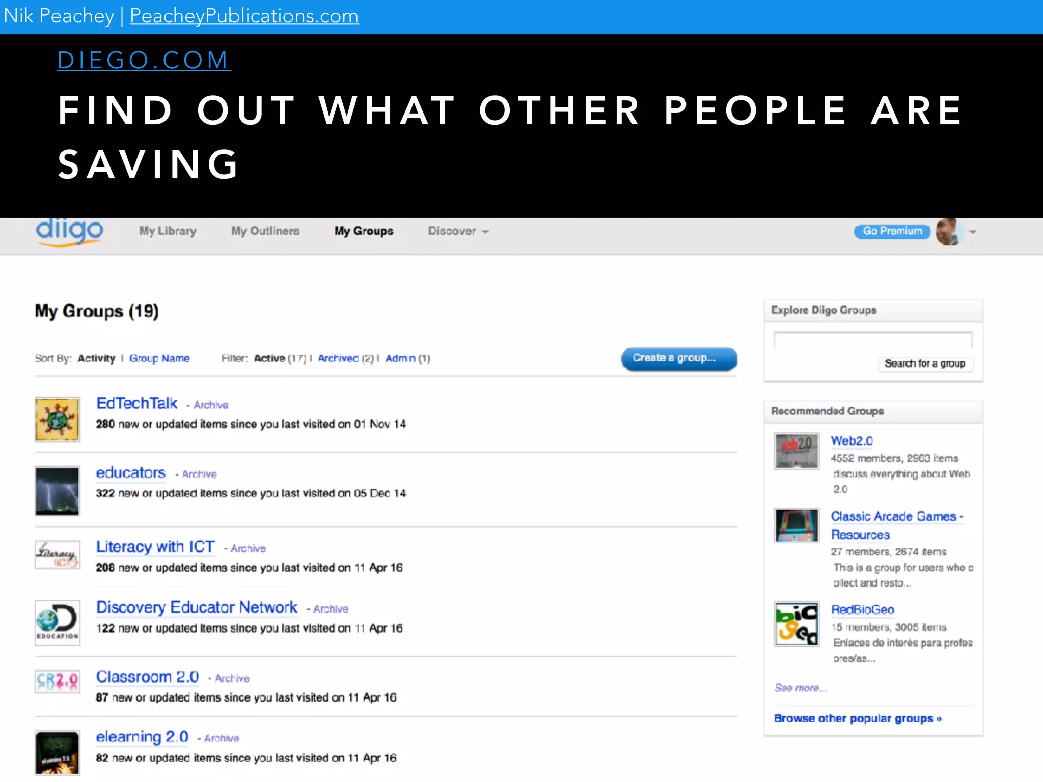 F I N D O U T W H AT O T H E R P E O P L E A R E
S AV I N G
D I E G O . C O M
Nik Peachey | PeacheyPublications.com
 