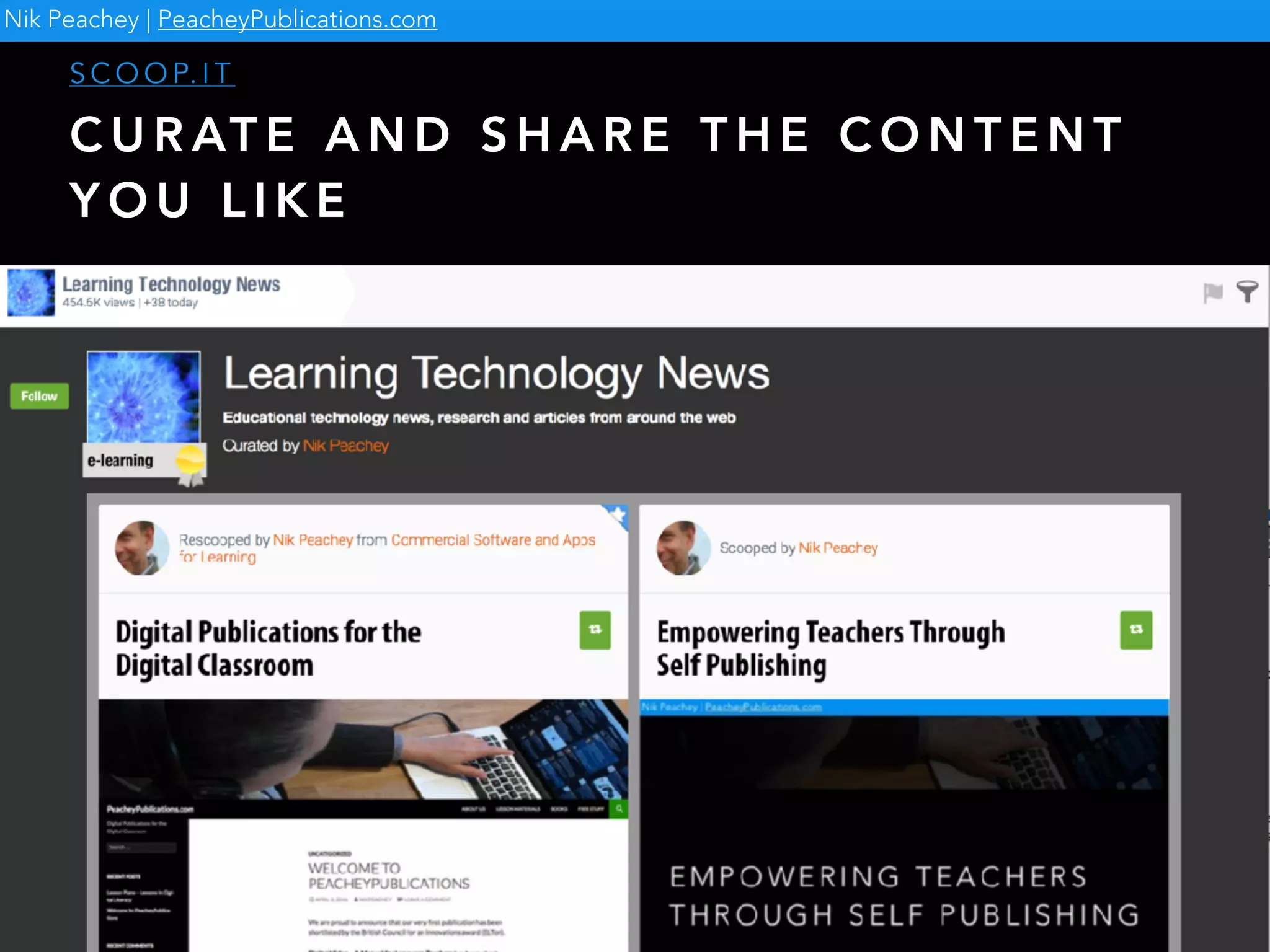 C U R AT E A N D S H A R E T H E C O N T E N T
Y O U L I K E
S C O O P. I T
Nik Peachey | PeacheyPublications.com
 